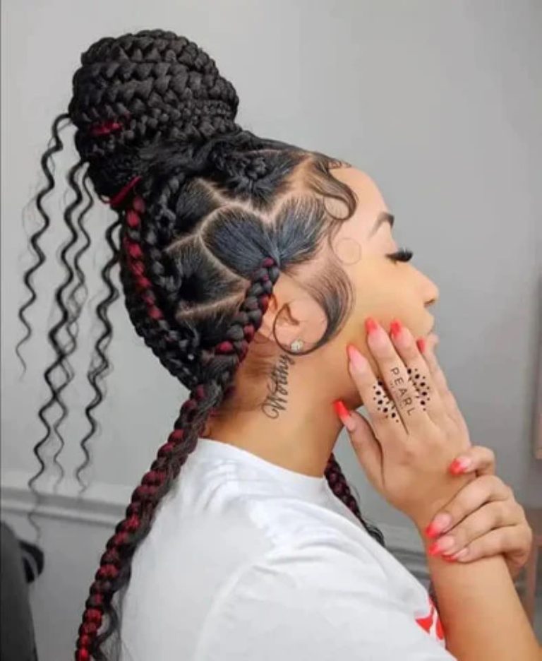 Jumbo Box Braids With Heart-Shaped Pattern