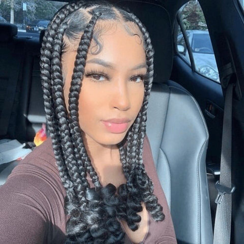 Large Box Braids With Spring Ends