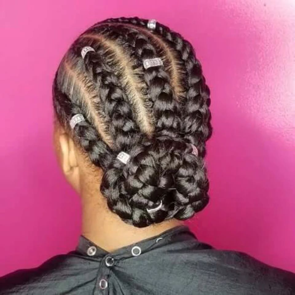 Chunky Tribal Braids With Low Bun