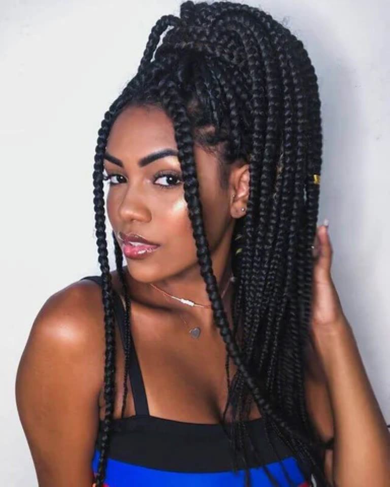 Jumbo Braids High Ponytail With Face-Framing Braids